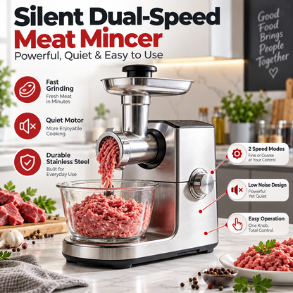 🥩 LESSYUEE Household Electric Meat Grinder ✨ Silent Dual-Speed Meat Mincer & Food Chopper | Stainless Steel Multifunctional Food Processor | Meat, Garlic, Chili & Vegetable Chopping Machine ⚙️