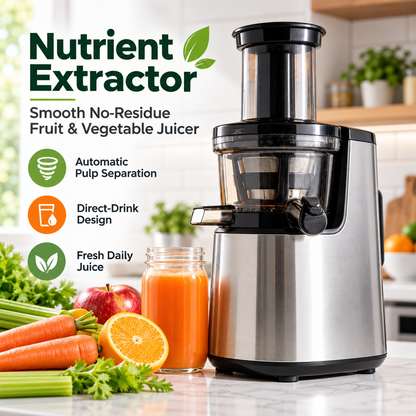 🥤 LESSYUEE Silent Slow Juicer & Nutrient Extractor ✨ Automatic Pulp Separation | Smooth No-Residue Fruit & Vegetable Juicer | Household Multifunctional Juice, Milkshake & Smoothie Maker | Easy-Clean Direct-Drink Design 🍃