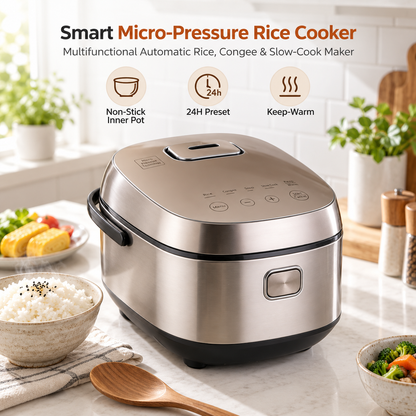 🍚✨ LESSYUEE Smart Micro-Pressure Rice Cooker | Multifunctional Automatic Rice, Congee & Slow-Cook Maker | Non-Stick Inner Pot | 24H Preset & Keep-Warm | Fluffy Firewood-Style Rice for Everyday Home Cooking 💥
