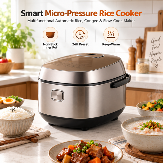 🍚✨ LESSYUEE Smart Micro-Pressure Rice Cooker | Multifunctional Automatic Rice, Congee & Slow-Cook Maker | Non-Stick Inner Pot | 24H Preset & Keep-Warm | Fluffy Firewood-Style Rice for Everyday Home Cooking 💥