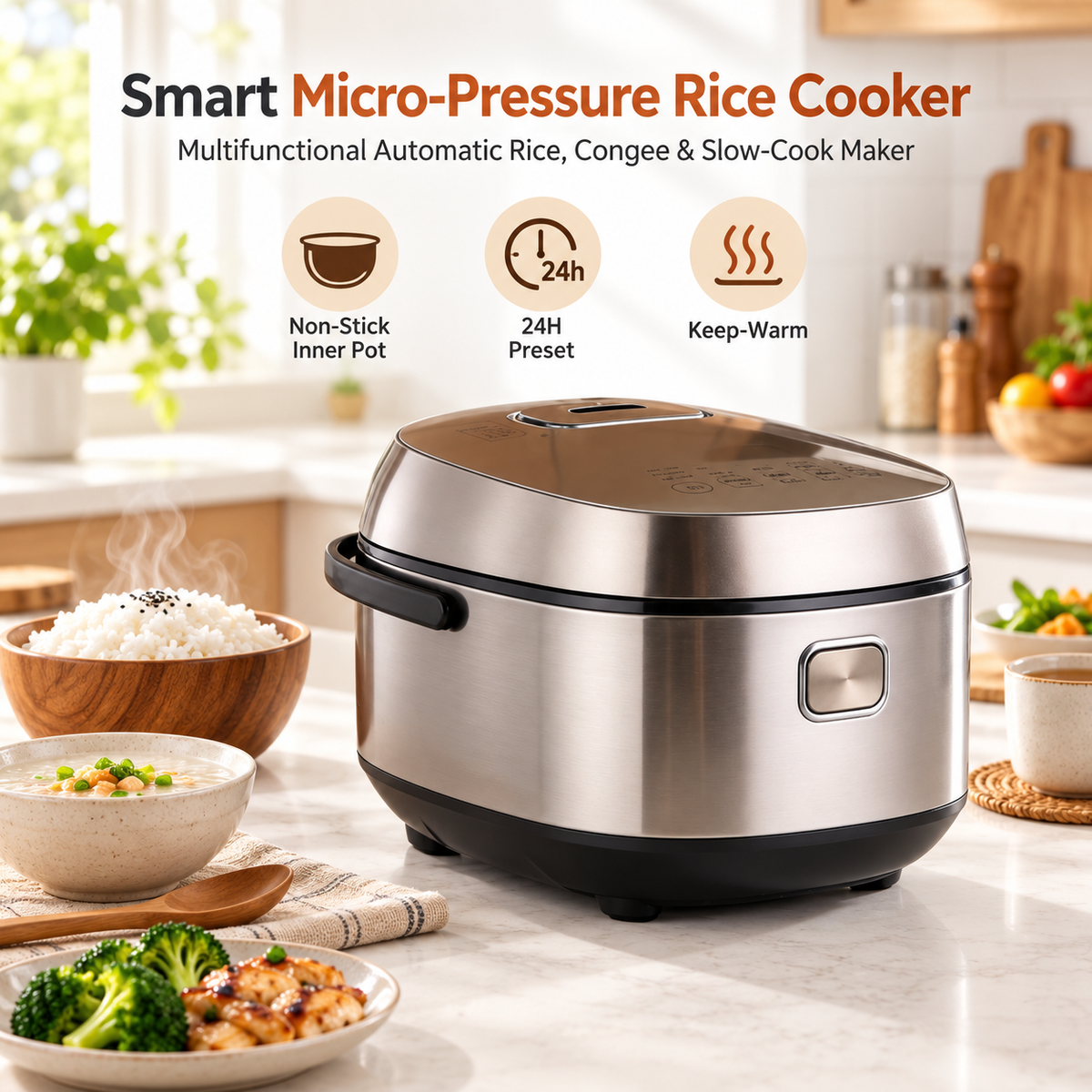 🍚✨ LESSYUEE Smart Micro-Pressure Rice Cooker | Multifunctional Automatic Rice, Congee & Slow-Cook Maker | Non-Stick Inner Pot | 24H Preset & Keep-Warm | Fluffy Firewood-Style Rice for Everyday Home Cooking 💥