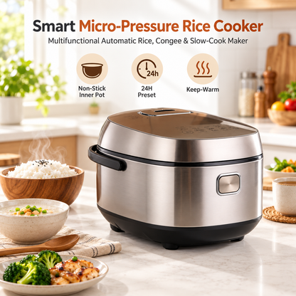 🍚✨ LESSYUEE Smart Micro-Pressure Rice Cooker | Multifunctional Automatic Rice, Congee & Slow-Cook Maker | Non-Stick Inner Pot | 24H Preset & Keep-Warm | Fluffy Firewood-Style Rice for Everyday Home Cooking 💥