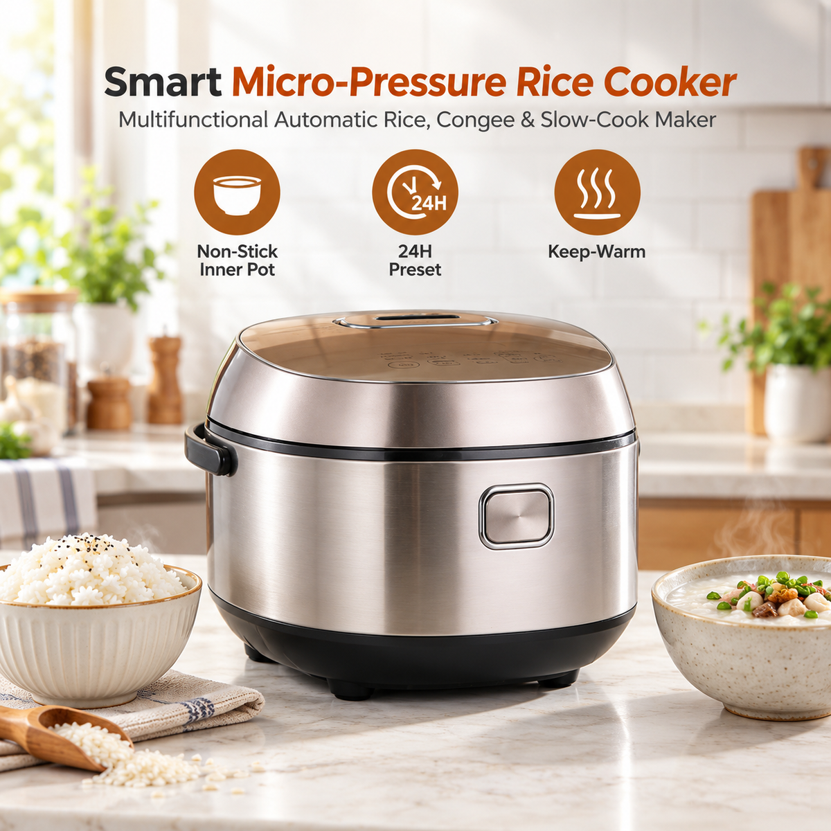 🍚✨ LESSYUEE Smart Micro-Pressure Rice Cooker | Multifunctional Automatic Rice, Congee & Slow-Cook Maker | Non-Stick Inner Pot | 24H Preset & Keep-Warm | Fluffy Firewood-Style Rice for Everyday Home Cooking 💥