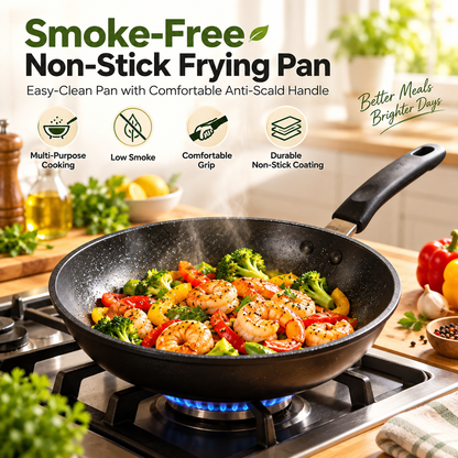 🍳✨ LESSYUEE Smoke-Free Non-Stick Frying Pan | Scratch-Resistant High-Heat Cookware | Even Heat Distribution for Frying, Searing & Stir-Frying | Easy-Clean Pan with Comfortable Anti-Scald Handle
