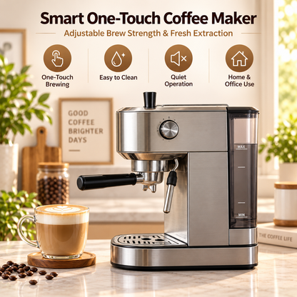 ☕✨ LESSYUEE Smart One-Touch Coffee Maker | Adjustable Brew Strength & Fresh Extraction | Removable Brewing Unit for Easy Cleaning | Quiet Energy-Saving Home & Office Coffee Machine | Simple Beginner-Friendly Design