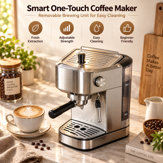 ☕✨ LESSYUEE Smart One-Touch Coffee Maker | Adjustable Brew Strength & Fresh Extraction | Removable Brewing Unit for Easy Cleaning | Quiet Energy-Saving Home & Office Coffee Machine | Simple Beginner-Friendly Design