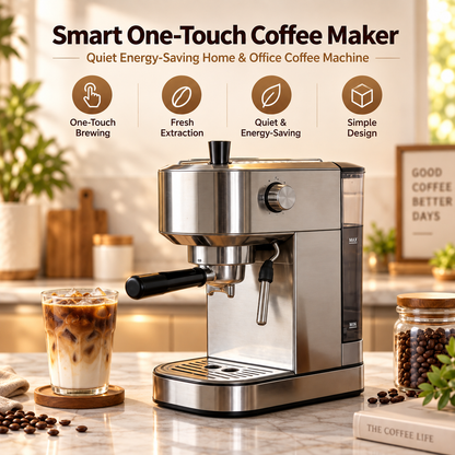 ☕✨ LESSYUEE Smart One-Touch Coffee Maker | Adjustable Brew Strength & Fresh Extraction | Removable Brewing Unit for Easy Cleaning | Quiet Energy-Saving Home & Office Coffee Machine | Simple Beginner-Friendly Design