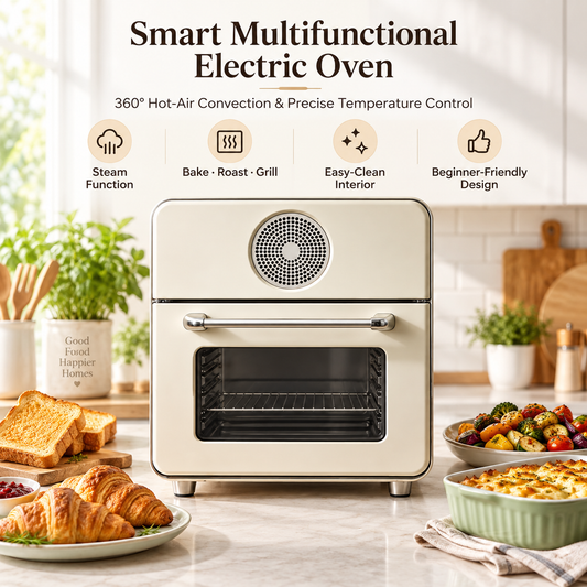 🍳✨ LESSYUEE Smart Multifunctional Electric Oven | 360° Hot-Air Convection & Precise Temperature Control | Steam, Bake, Roast & Grill All-in-One | Easy-Clean Interior | Healthy Home Cooking for Beginners & Families