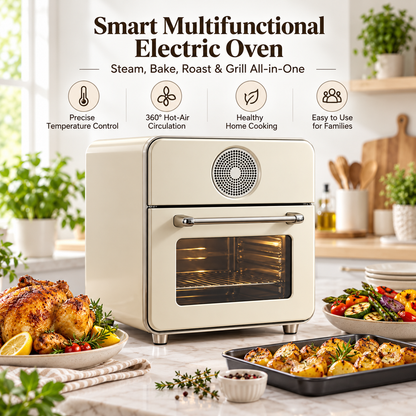 🍳✨ LESSYUEE Smart Multifunctional Electric Oven | 360° Hot-Air Convection & Precise Temperature Control | Steam, Bake, Roast & Grill All-in-One | Easy-Clean Interior | Healthy Home Cooking for Beginners & Families