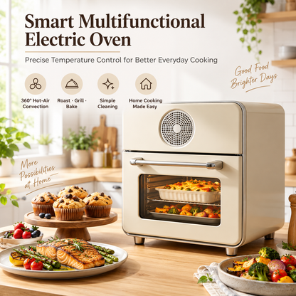 🍳✨ LESSYUEE Smart Multifunctional Electric Oven | 360° Hot-Air Convection & Precise Temperature Control | Steam, Bake, Roast & Grill All-in-One | Easy-Clean Interior | Healthy Home Cooking for Beginners & Families