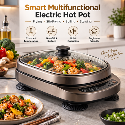 🍲✨ LESSYUEE Smart Multifunctional Electric Hot Pot | Adjustable Heat & Constant Temperature Control | Non-Stick Inner Pot for Frying, Stir-Frying, Boiling & Stewing | Easy-Clean, Quiet & Energy-Saving | Beginner-Friendly Home Cooker