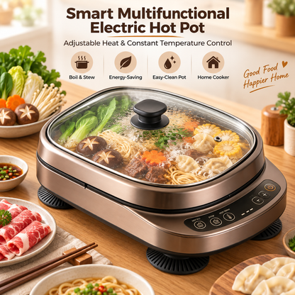 🍲✨ LESSYUEE Smart Multifunctional Electric Hot Pot | Adjustable Heat & Constant Temperature Control | Non-Stick Inner Pot for Frying, Stir-Frying, Boiling & Stewing | Easy-Clean, Quiet & Energy-Saving | Beginner-Friendly Home Cooker