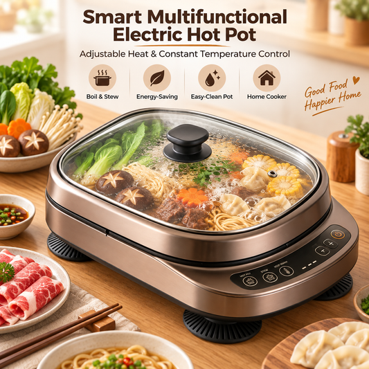 🍲✨ LESSYUEE Smart Multifunctional Electric Hot Pot | Adjustable Heat & Constant Temperature Control | Non-Stick Inner Pot for Frying, Stir-Frying, Boiling & Stewing | Easy-Clean, Quiet & Energy-Saving | Beginner-Friendly Home Cooker