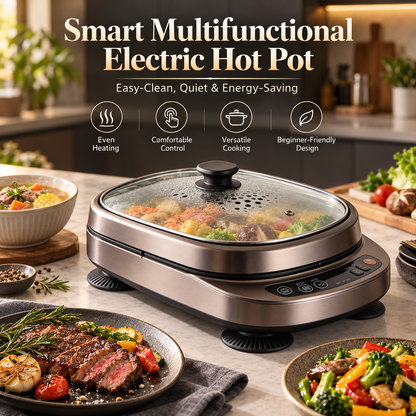 🍲✨ LESSYUEE Smart Multifunctional Electric Hot Pot | Adjustable Heat & Constant Temperature Control | Non-Stick Inner Pot for Frying, Stir-Frying, Boiling & Stewing | Easy-Clean, Quiet & Energy-Saving | Beginner-Friendly Home Cooker